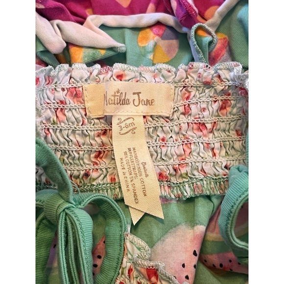 Matilda Jane Baby Girls Watermelon Ruffle Romper Fruit Salad Teal Pink 3-6M - Picture 3 of 9